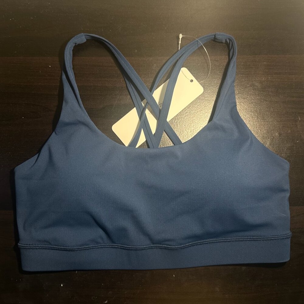 CRZ YOGA Blue Scoop Neck Sports Bra - Picture 3 of 5